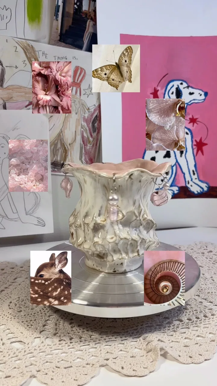 The sound of glass beads gently clinking against ceramic heals my anxiety 🧚🏽🫣💗
#potterylife #ceramics #ceramicvase #art