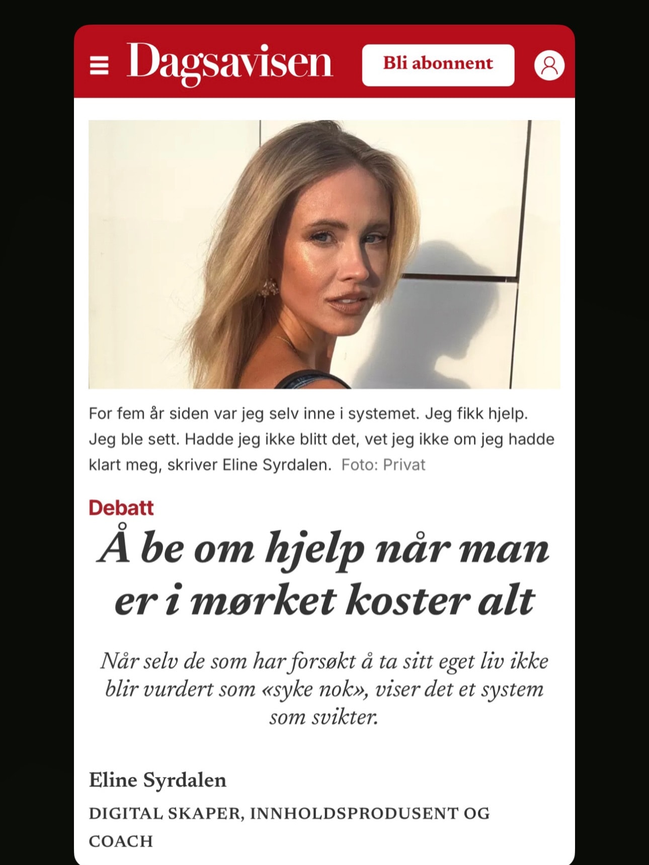 Hvert år tar rundt 700 nordmenn sitt eget liv.❤️🩹
I dag er verdensdagen for selvmordsforebygging.
Denne kronikken sk